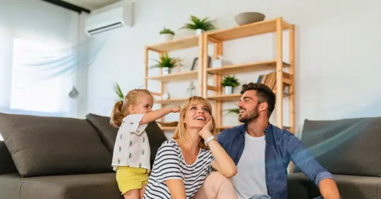 Family feeling comfortable inside their home